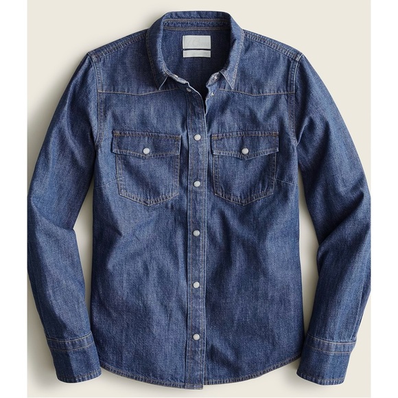 J. Crew Tops - J. Crew Shrunken slim-fit western chambray shirt Size 2 NWT
